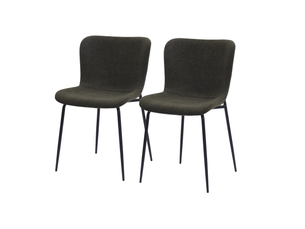 Chaises de salle à manger modernes, dossier rond et haut, assise en tissu, pieds métalliques – lot de 2, 3 coloris