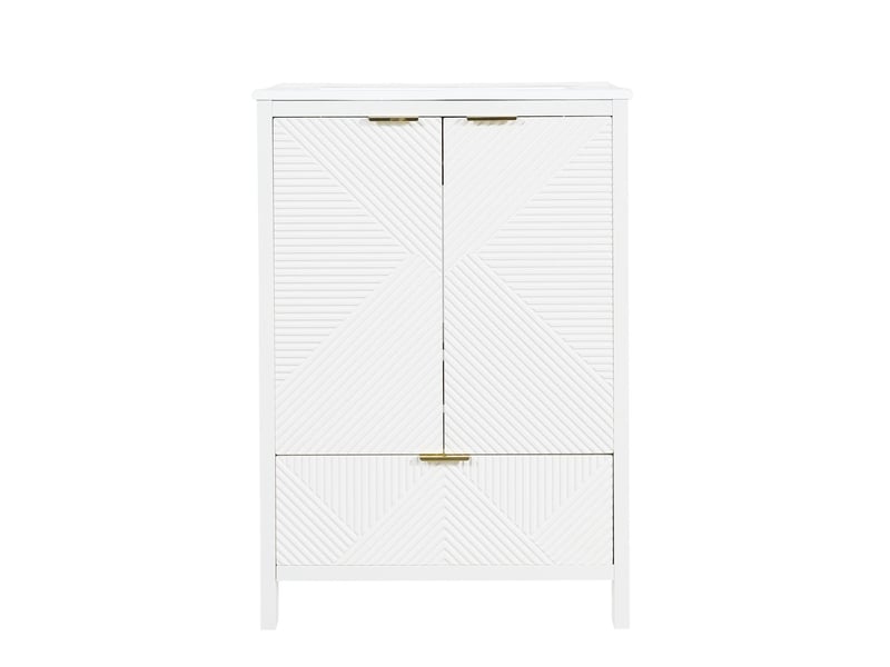 Meuble sous-vasque avec vasque en céramique 2 portes 1 tiroir blanc 61x47x87 cm N888P48778283W - Conforama A