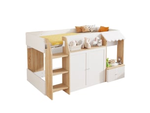 Lit mezzanine 90x200 cm <strong>MERAX</strong>  <strong>lit enfant blanc</strong> coloris blanc