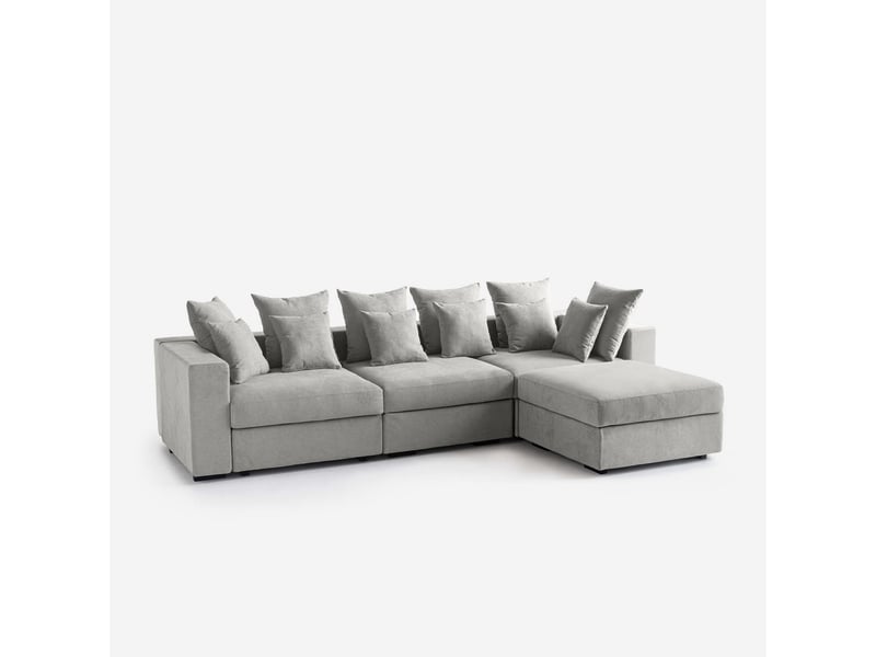 Canapé modulaire déhoussable made in italy avec pouf et coussins cortina a - silver - Conforama D