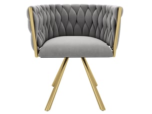 Lot de 6 chaises de salle à manger en velours, doré+gris, chaises pivotantes avec pieds en structure métallique