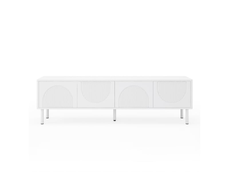  Meuble tv 180 cm gl7512w – rangement et gestion des câbles, fini mat, design minimaliste – salon, chambre et entrée  - Conforama A