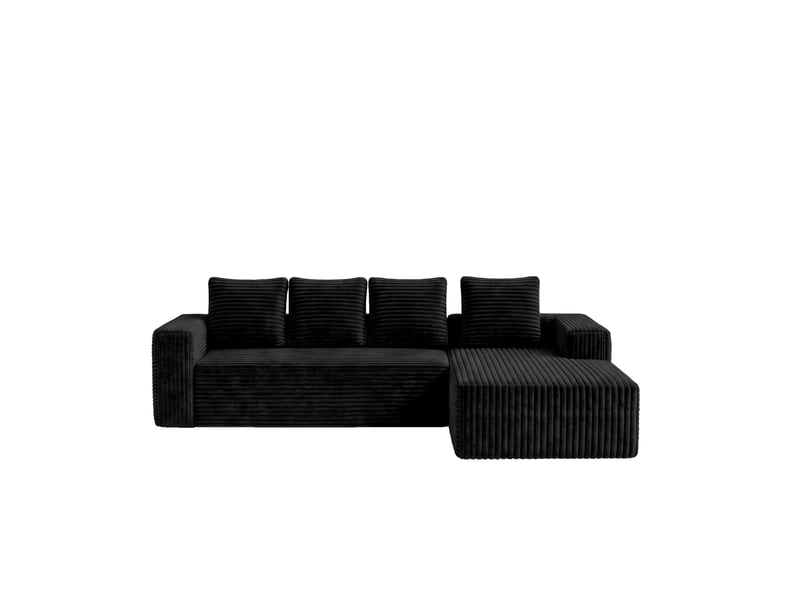  Canapé d'angle, canapé modulable, en velours tricoté, noir, assise profonde, style cloud, pour salon, version gauche, chambre  - Conforama E