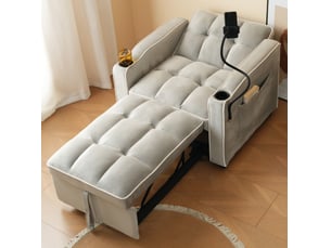 Fauteuil convertible <strong>MODENVIE</strong> <strong></strong> Velours gris vendu A l'unité