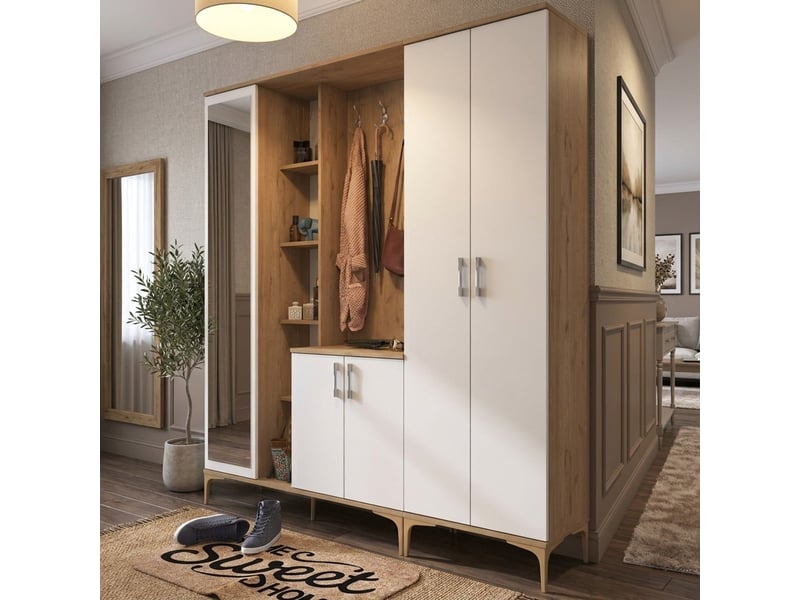  Vestiaire d'entrée mobile avec miroir et porte-manteaux orion  - Conforama B