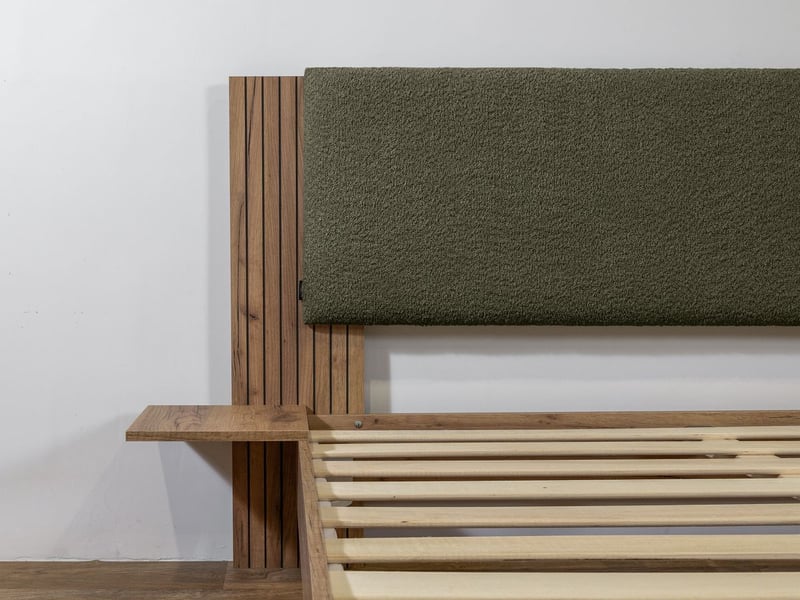  Bobochic lit lior lattes massives pieds en bois naturel vert 160x200 LIOR - Conforama B