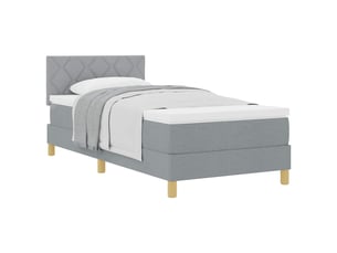 Lit adulte, lit simple, lit à ressorts avec coussin gris clair 90x200cm tissu cf16788