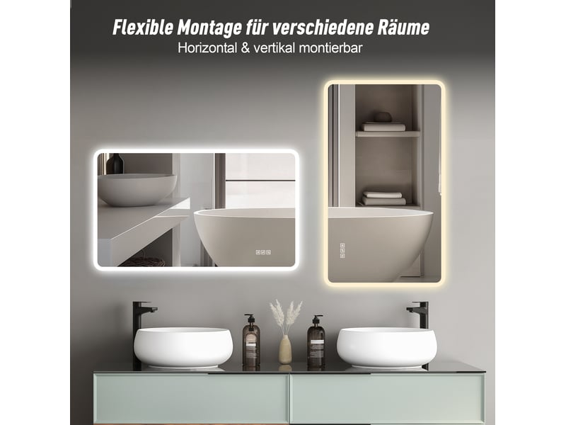  Miroir de salle de bains led 60x100 cm éclairage frontal argenté  - Conforama D