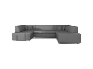 Canapé panoramique en u gris convertible 6 places havane couchage 125x280cm