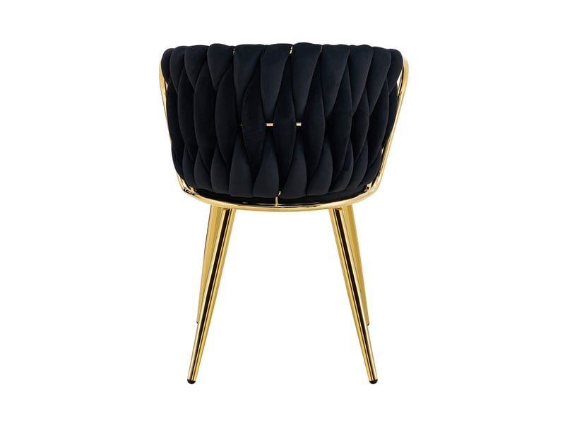  Chaise de salle à manger 43x58x76 cm dossier tressé métal noir et doré  - Conforama D