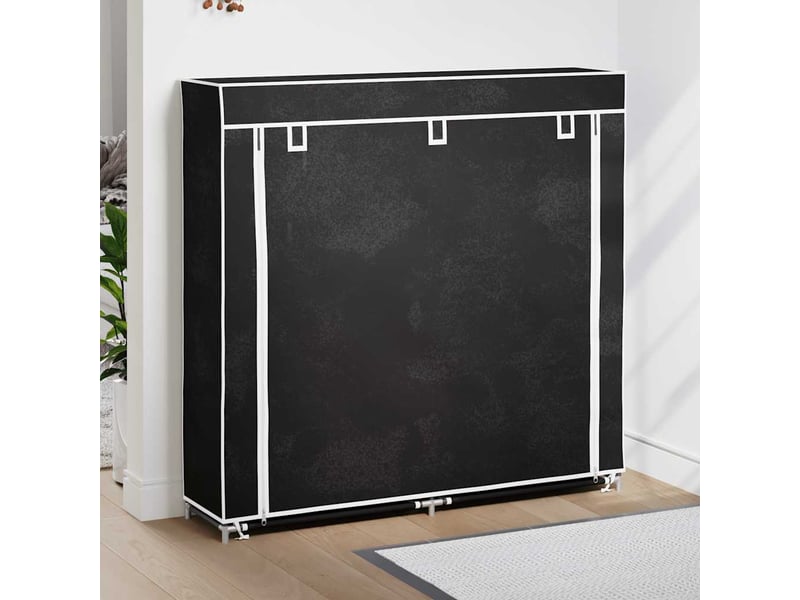  Meuble à chaussure | armoire à chaussures avec housse 115x28x110cm tissu noir  - Conforama B