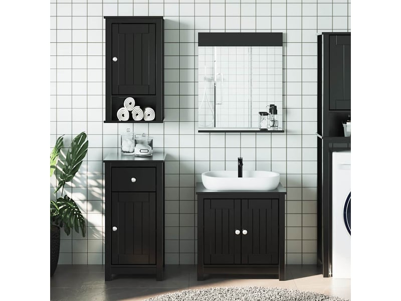 Ensembles de salle de bain, meubles de salle de bain 3 pcs berg noir bois de pin massif cf64779 - Conforama B