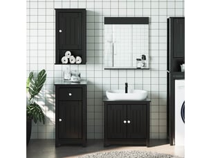 Ensembles de salle de bain, meubles de salle de bain 3 pcs berg noir bois de pin massif cf64779