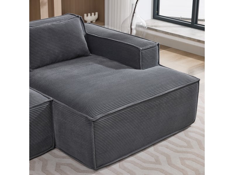 Canapé compact 235 cm 2 places gris - assise souple à ressorts ensachés avec 2 coussins  - Conforama E
