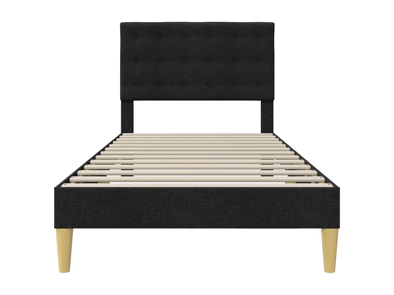  Lit simple- lit adulte -  cadre de lit avec tête de lit noir 100 x 200 cm tissu  - Conforama C