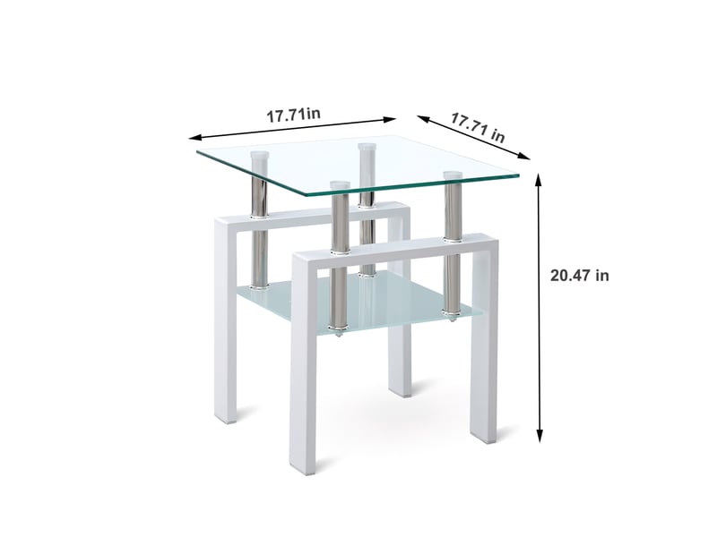  Lot de 2 tables d'appoint gigognes en verre trempé transparent, 2 niveaux, idéales près du canapé  - Conforama C
