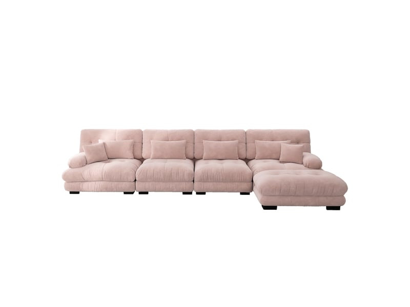 Canapé d’angle panoramique 4 places en tissu rose, 406 cm, modulable W3325S00057 - Conforama A
