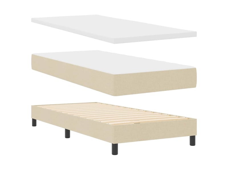  Lit adulte, lit simple, lit à ressorts avec tête de lit crème 100x200cm tissu cf17004  - Conforama E