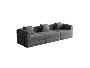 Canapé-lit modulable 2-en-1 en chenille, avec rangement dans les accoudoirs, structure métallique et configuration libre - gris
