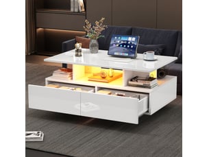 Table basse rectangulaire coloris blanc OKWISH  - 55 cmx90 cm