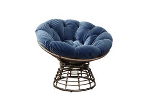 Fauteuil papasan pivotant,92x67 cm,acier et rotin pe,bleu marine et marron