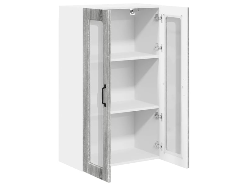  Meuble mural de cuisine, cabinet en verre mural gris sonoma 60x31x100cm  - Conforama E