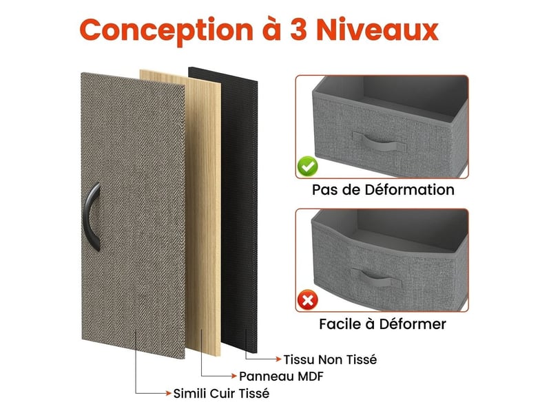  Table de nuit deux tiroirs 40x30x55 cm en metal gris fonce noir  - Conforama B