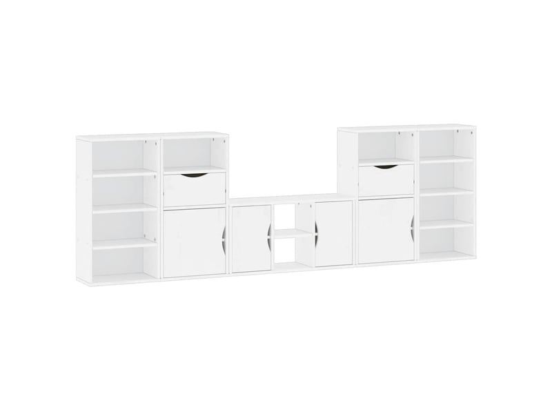  Meubles tv - banc tv - meuble de rangement 5 pcs avec rangement odda blanc bois de pin massif  - Conforama A