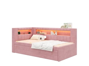 Lit gigogne 90x200 cm <strong>HAVRYA</strong>  <strong></strong> coloris rose