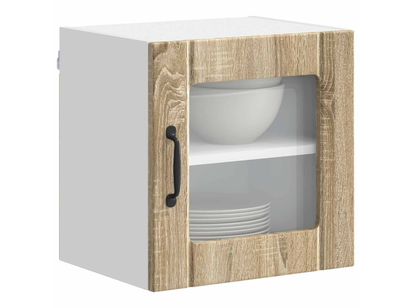 Meuble mural de cuisine, cabinet en verre mural 2 pcs chêne sonoma shl7017 - Conforama C