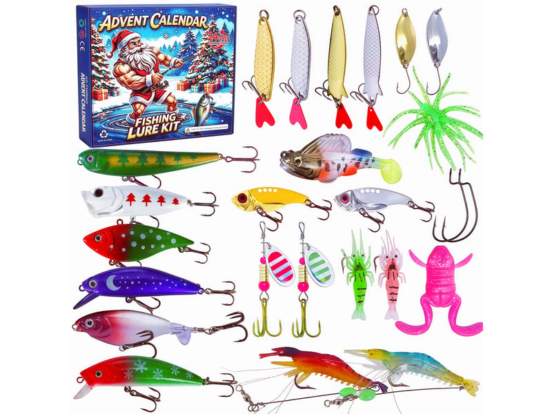  Calendrier de l’avent pêche 2026, 24 leurres de pêche, kit d’accessoires de pêche pour homme, cadeau de noël  - Conforama A