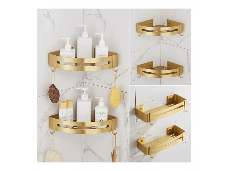  Étagère d'angle flottante pour salle de bain brossé - support mural compact pour shampooings et cosmétiques - surface antirouille et design élégant  - Conforama C