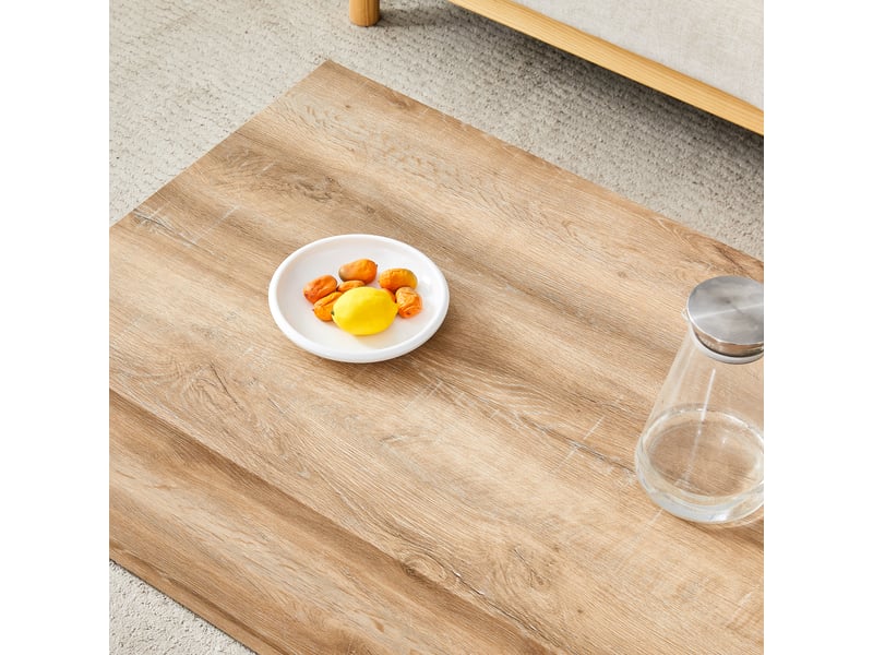Table basse fixe rectangulaire pour salon en mdf 90×50×30 cm finition bois clair veinée - Conforama D