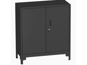 Armoire de bureau en métal 80 x 35 x 91 cm – noir – 2 niveaux de rangement, portes verrouillables