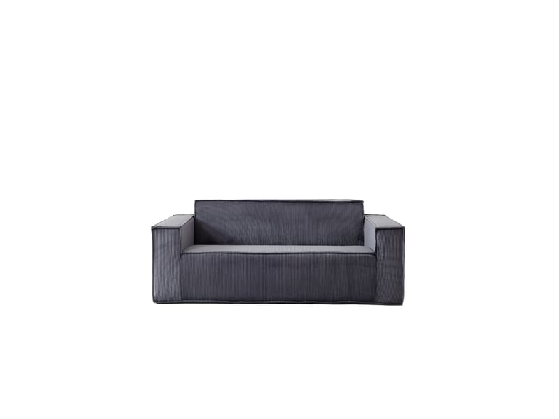  Canapé deux places à assise profonde, velours côtelé, sans pieds, ne nécessite aucun assemblage, facile à déplacer, gris  - Conforama A