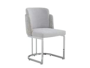 4 chaises de salle à manger confortables et respirantes – style moderne, pieds galvanisés argentés, chenille gris clair