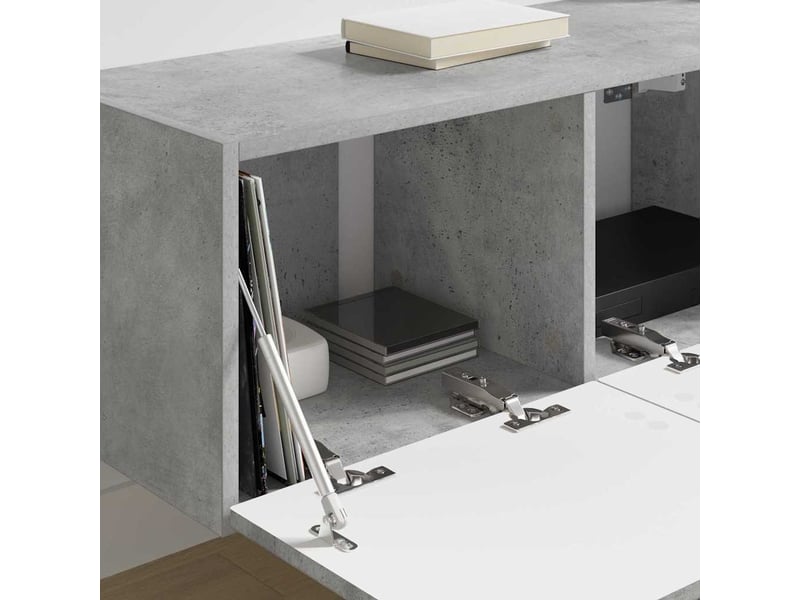  Meuble tv - banc tv - meuble de rangement mural 2 pcs béton bois d'ingénierie  - Conforama D