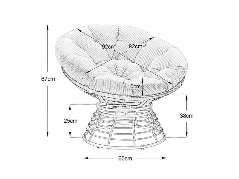 Chaise papasan pivotante 92x67 cm structure métal bleu marine - Conforama C