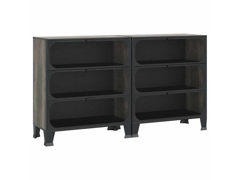  Armoires de rangement 2 pcs gris 72x36x82 cm métal et mdf  - Conforama A