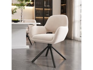Lot de 2 chaise de salle à manger 60x60x80 cm, pivotante, confort, avec accoudoirs, design contemporain, métal, velours, beige