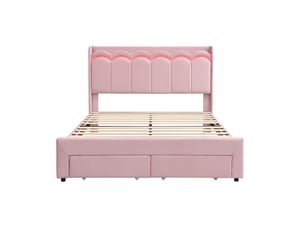 Lit avec rangement 140x200 cm coloris rose
