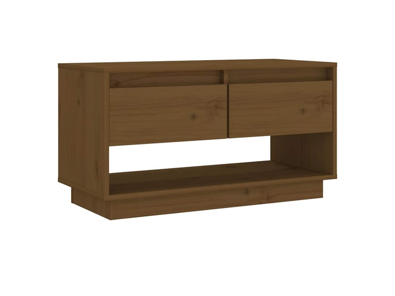  Meuble tv - banc tv - meuble de rangement marron miel 74x34x40 cm bois de pin massif  - Conforama A