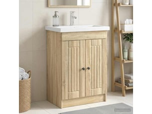 Armoire sous évier de salle de bain, meuble de rangement chêne sonoma shl5822