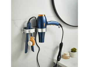 Support de sèche-cheveux, sans perçage, adapté à la salle de bain, à la chambre, à l'hôtel, argenté