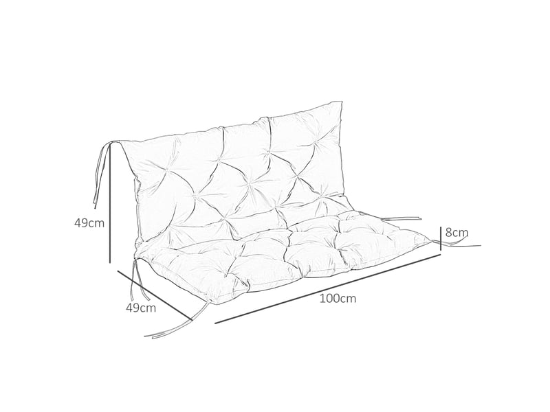  Coussin de banc de jardin avec attaches en polyester noir 100 x 98 x 8 cm  - Conforama C