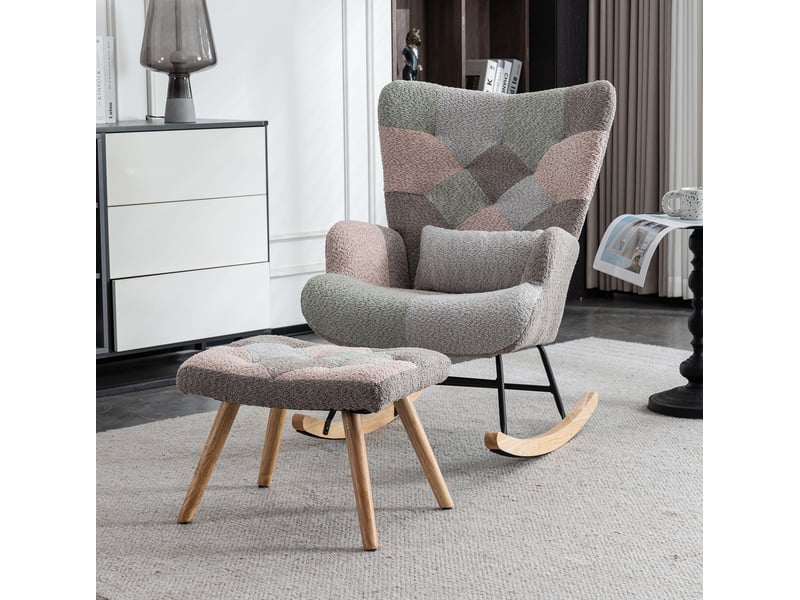  Fauteuil à bascule modenvie avec repose-pieds et coussin lombaire multicolore 93 cm  - Conforama D