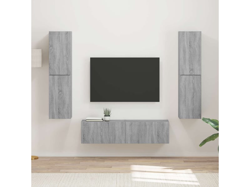  Ensemble meuble tv - banc tv - meuble de rangement 6 pcs gris sonoma bois d'ingénierie  - Conforama B