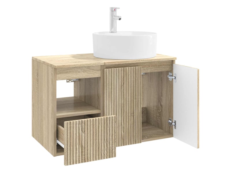 Ensemble de mobilier de salle de bain 2 pc chêne sonoma cf64133 - Conforama D