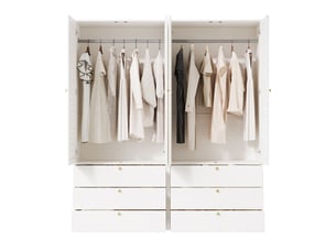 Armoire 4 porte(s) battante 6 tiroir(s) MAISENTIEL coloris blanc largeur 180 cm