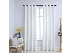 Lot de 2 rideaux occultant, rideaux black-out et anneaux en métal blanc cassé 140x245cm cf43978